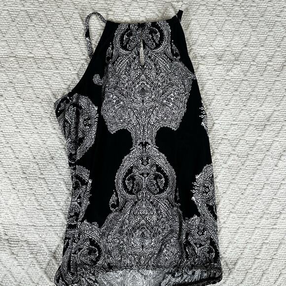INC International Concepts Black Paisley Beaded Halter Top Women's Small - Picture 4 of 6